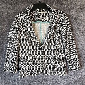Cabi Blazer Jacket Womens 8 Black Beige Circles 298 Geometric Career Du‎ Jour